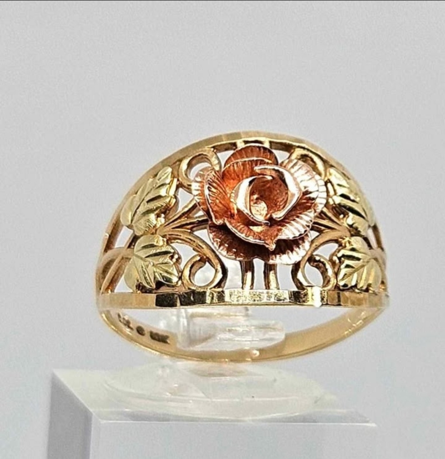 Vintage Black Hills Gold 10k Tri-Gold Rose Ring sz 8