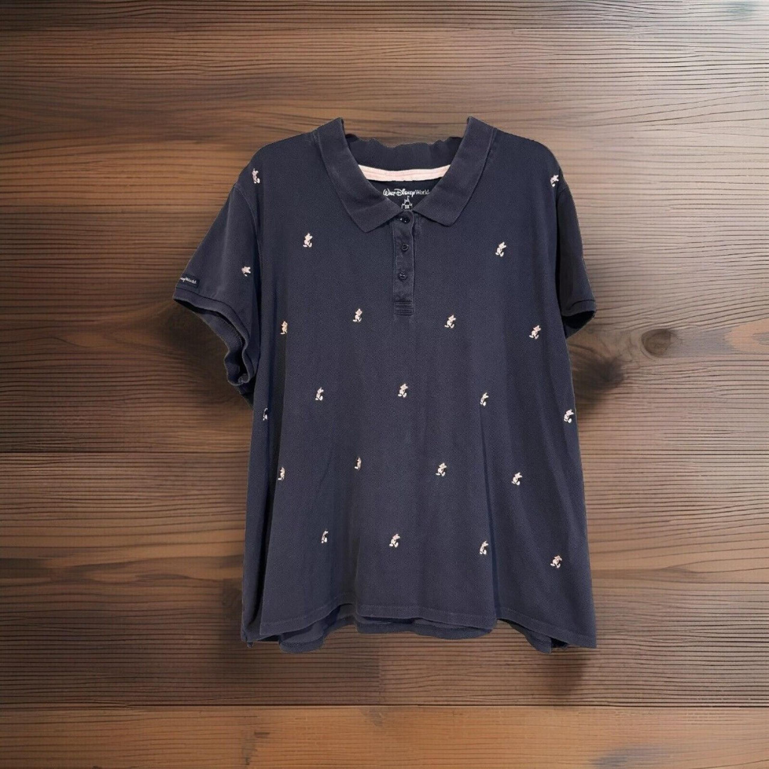 Walt Disney World Mickey Mouse Embroidered Polo Shirt Women's Navy Blue Sz 3XL