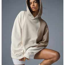 Alo yoga make waves fleece hoodie sweatshirt ivory bone gravel md