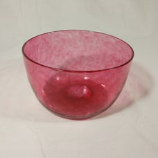 Signed Cranberry Wimberley Glass Works Vase. Dated 1999 Ruby Swirls, Handcrafted