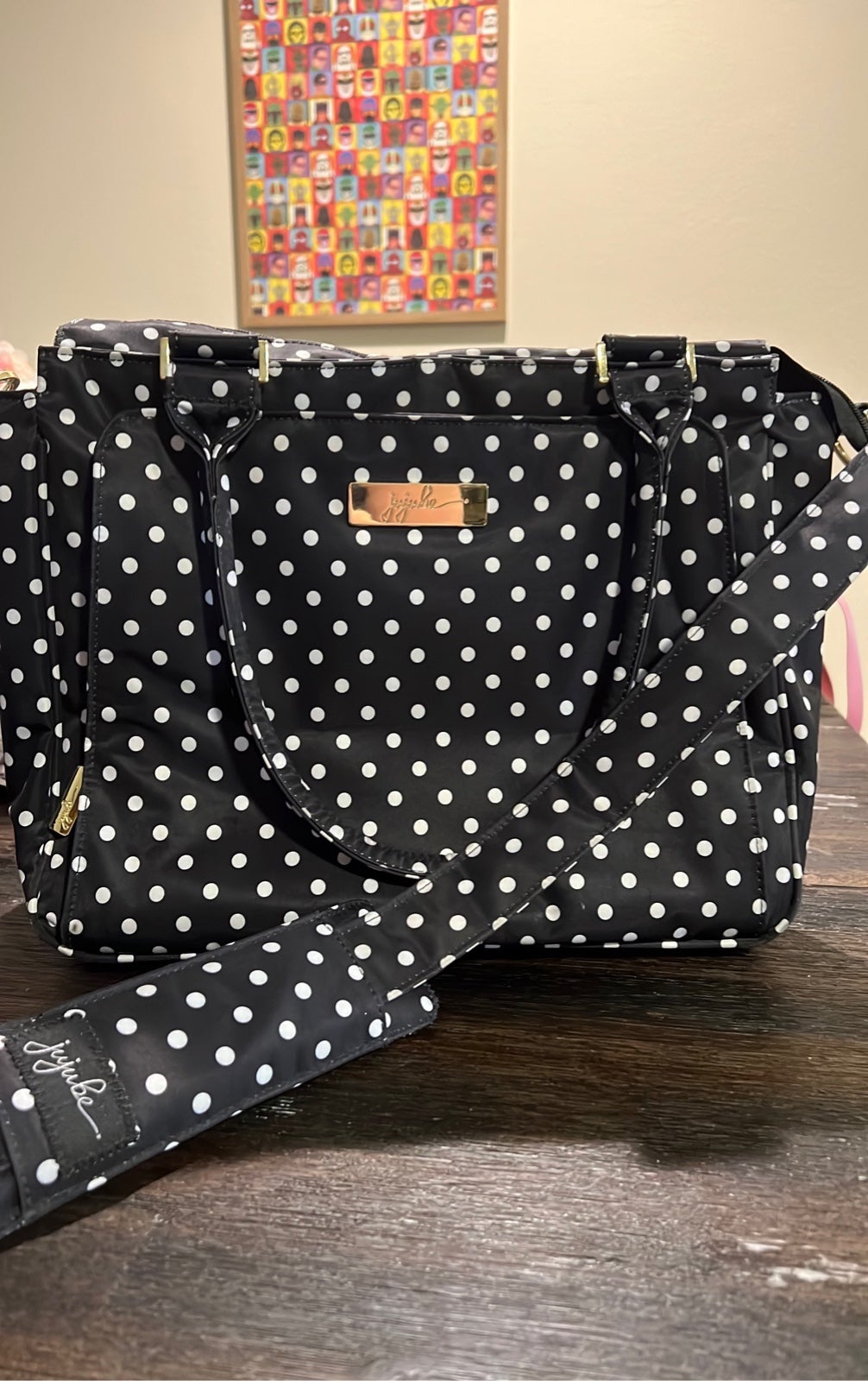 Jujube Be Classy Diaper Bag and Wallet Duchess Print Black White polka dot