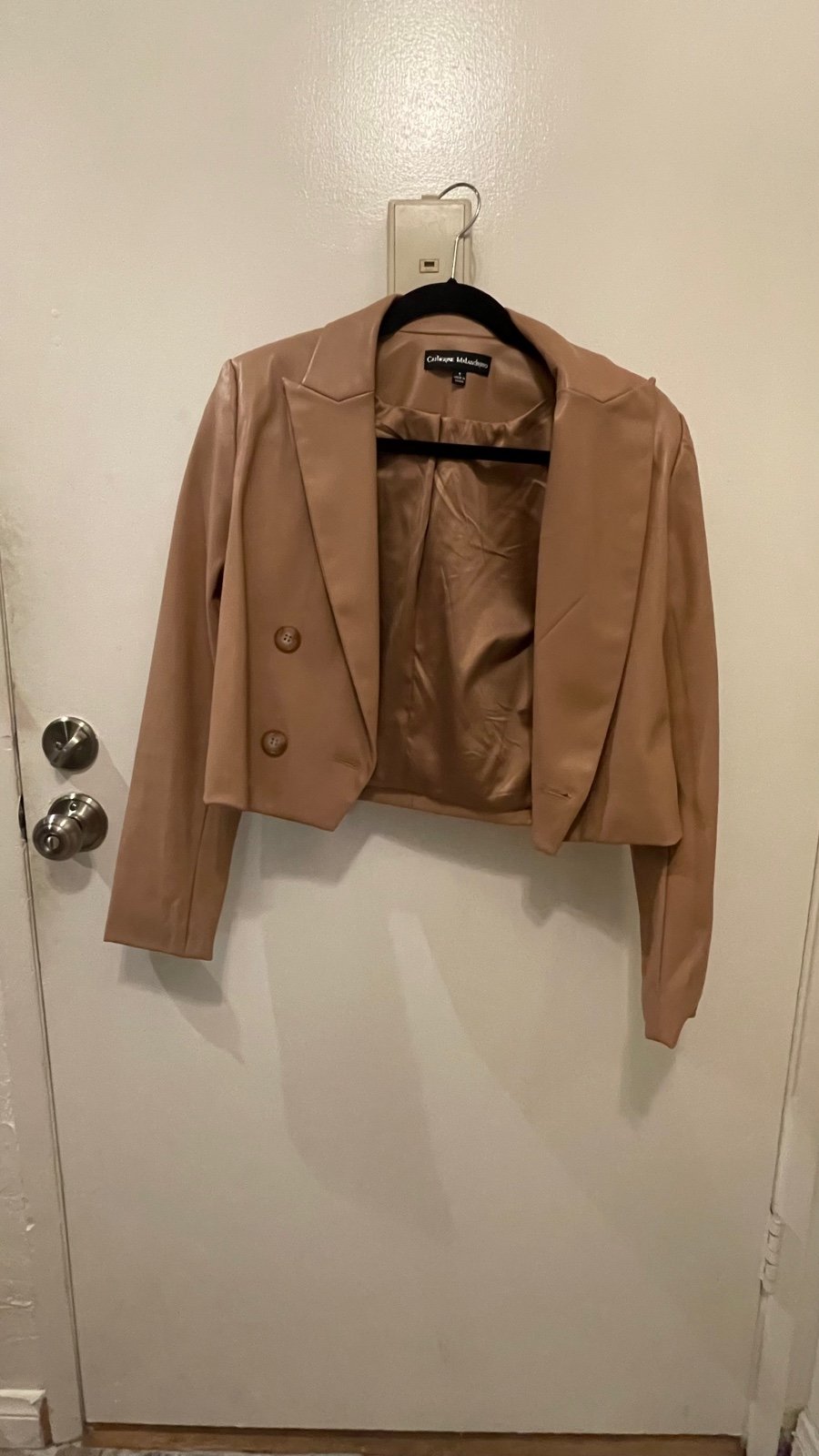 Tan leather jacket blazer style