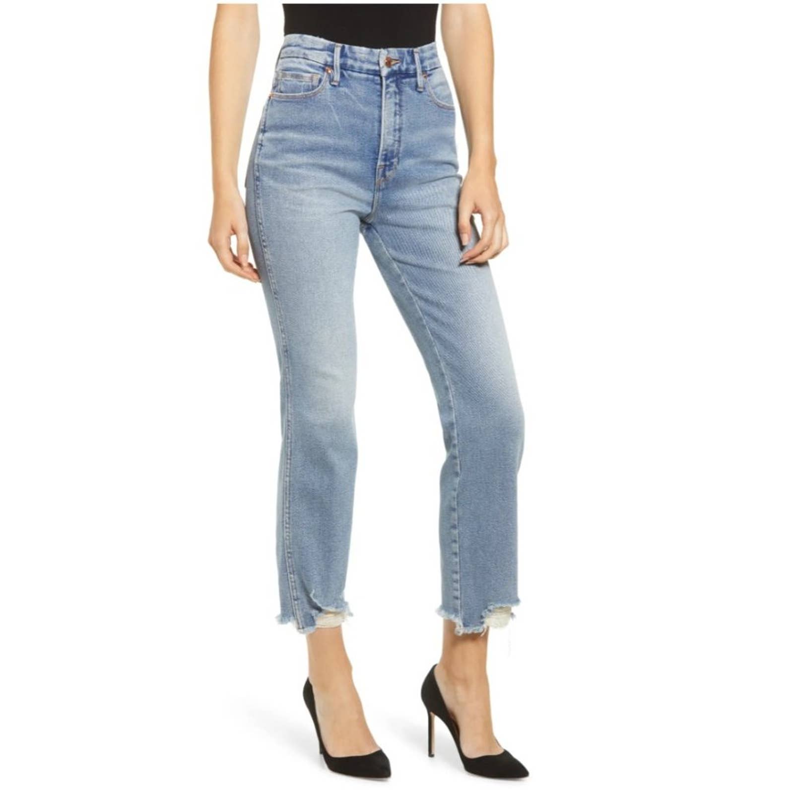 Good Curve High Waist Fray Hem Straight Leg Jeans Size 8 / 29