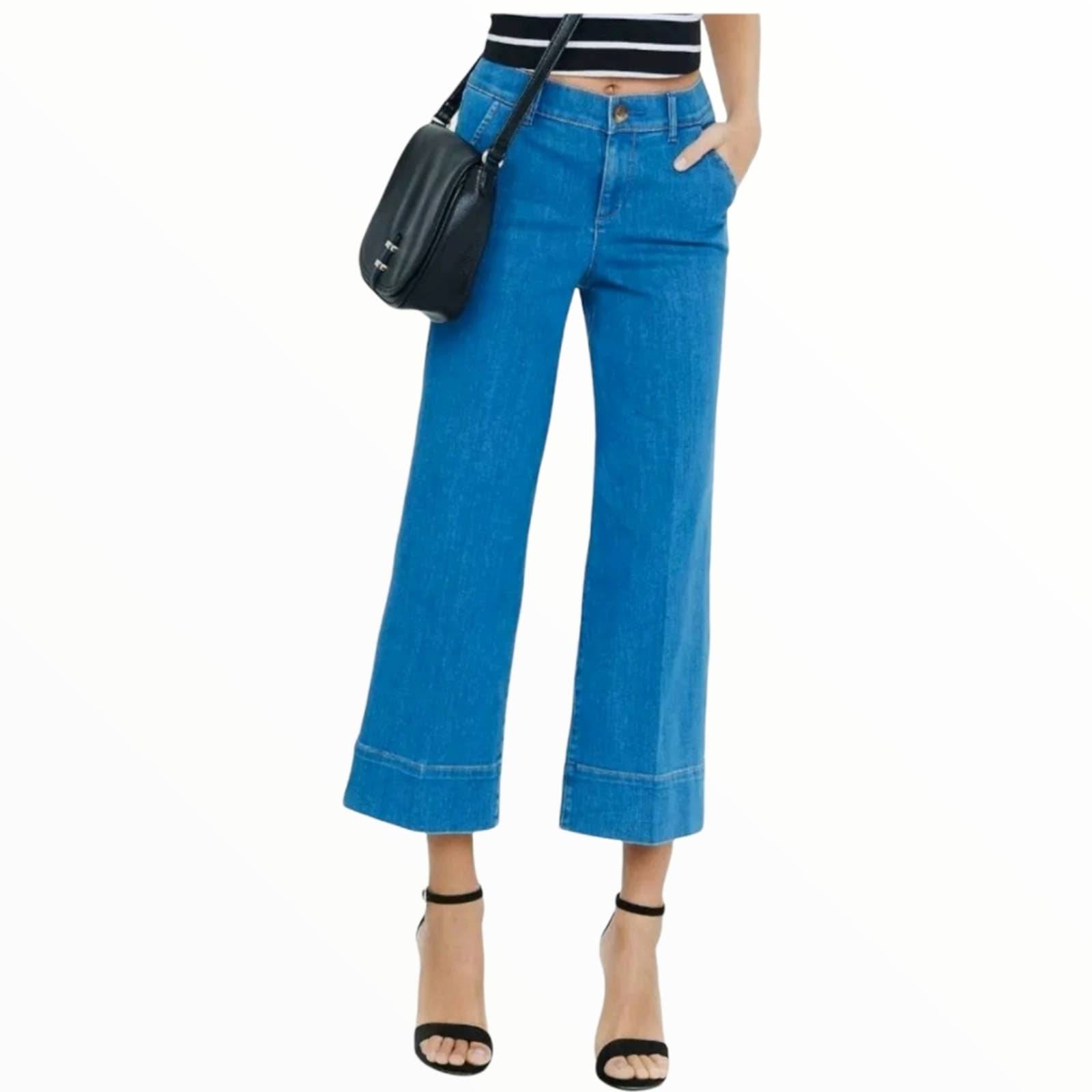 Express high waist wide leg cropped jeans, 2R