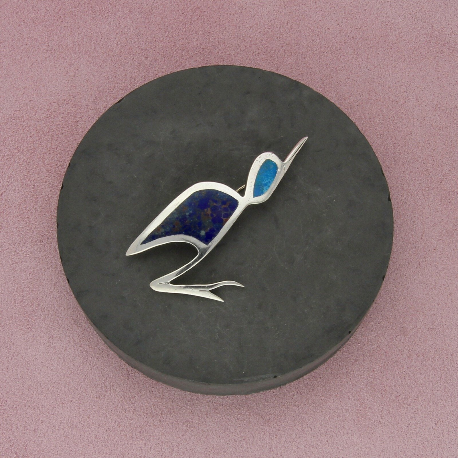 graziella laffi sterling silver vintage peru turquoise & lapis bird brooch