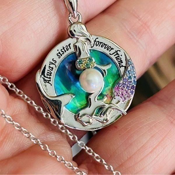 Mermaid Abalone Shell & Pearl Sterling Sisters Necklace
