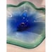 Stunning Handblown Italian ArtGlass Murano Style Freeform Wave Blue Green Bowl