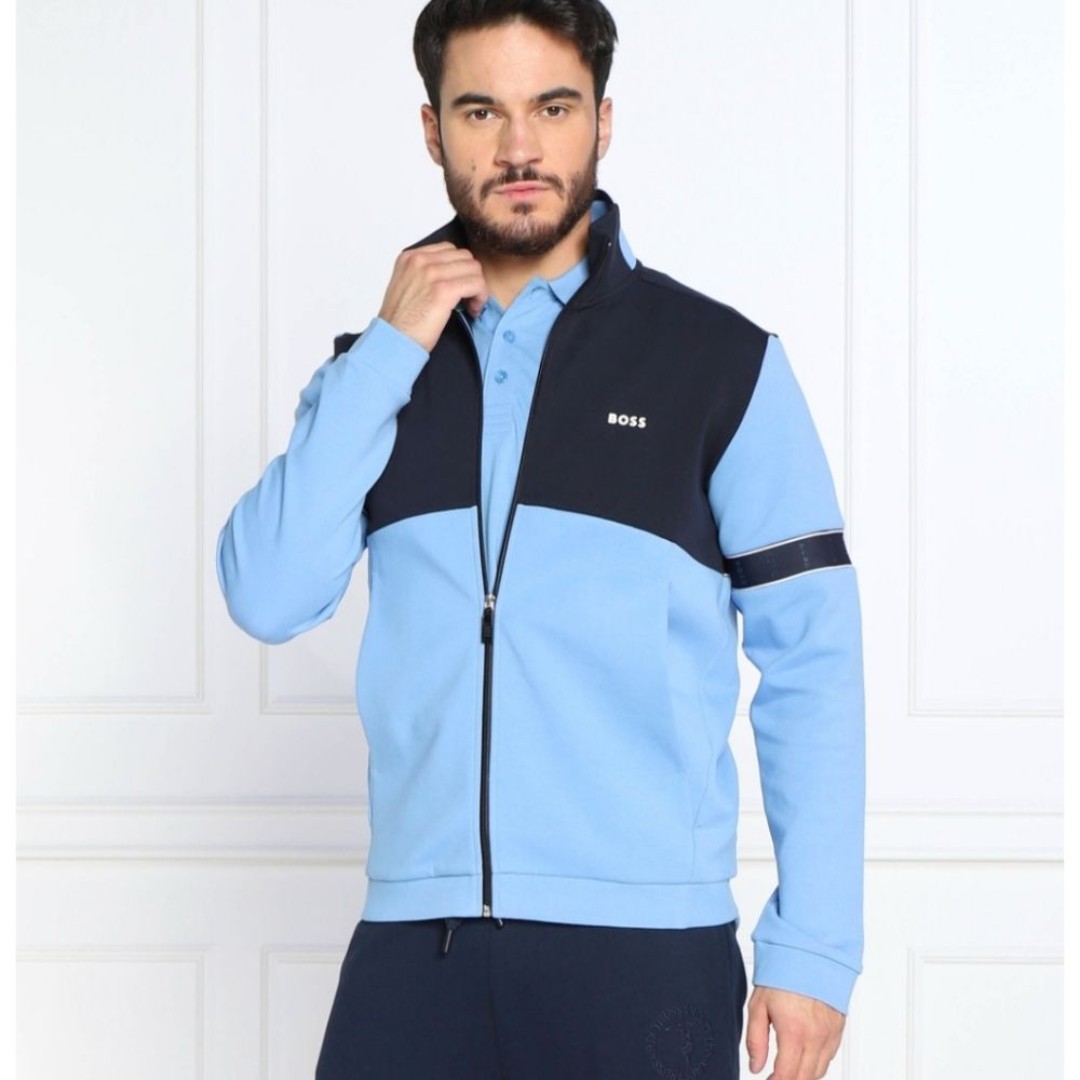 BOSS Skaz Full Zip long sleeve top mens small Blue
