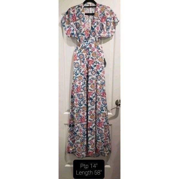Maisie Womens Short Sleeve Cutout Dress in White And Lilac Paisley Size XS NWT