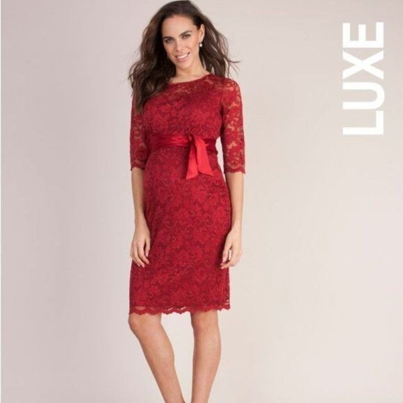 Seraphine Luxe Claret Lace Cocktail Dress