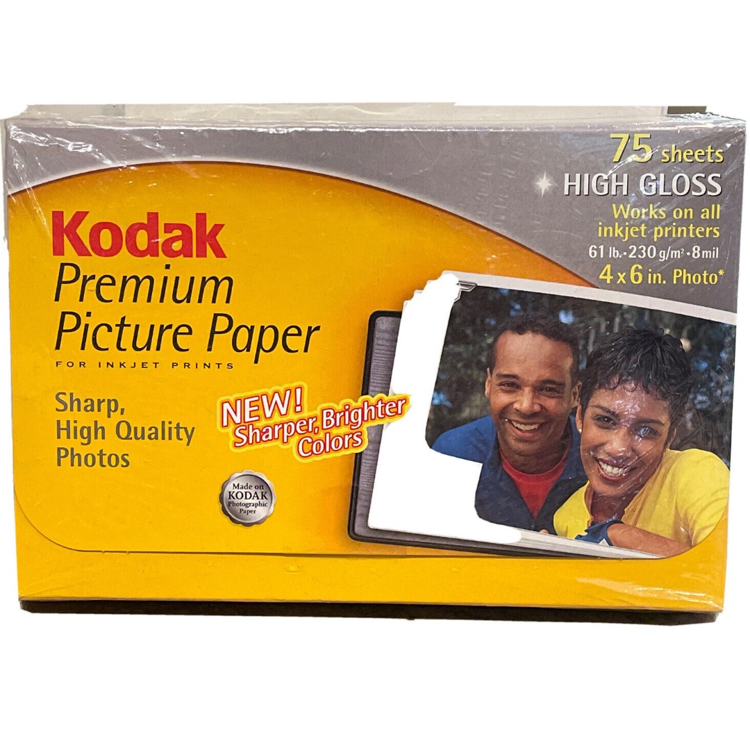 Kodak Premium Picture Photo Paper 4 x 6 High Gloss 75 Sheets InkJet Printers NEW Kodak Premium Picture Photo Paper 4 x 6 High Gloss 75 Sheets InkJet Printers NEW