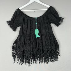 Antica Sartoria by Giacomo Cinque Womens Top One Size Black Crochet Coverup Boho
