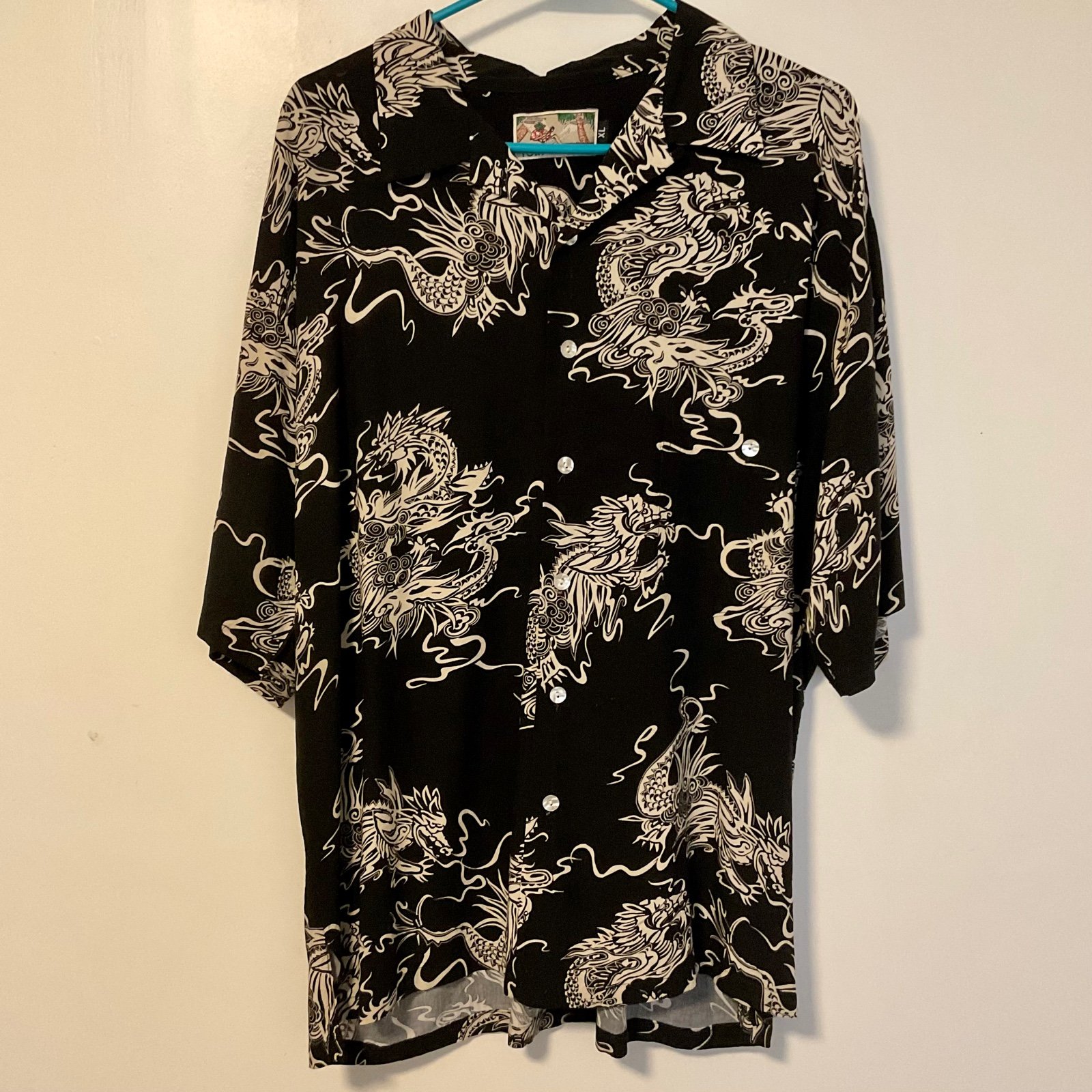 Vintage Tori Richard Allover Dragon Prints Hawaiian Shirt