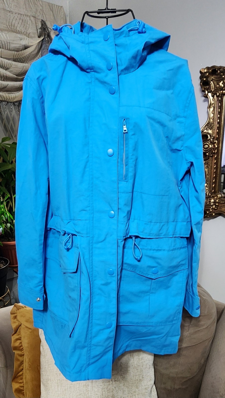 J CREW Hooded Trench, Perfect Lightweight Jacket, Sky/Cerulean Blue, Size XS