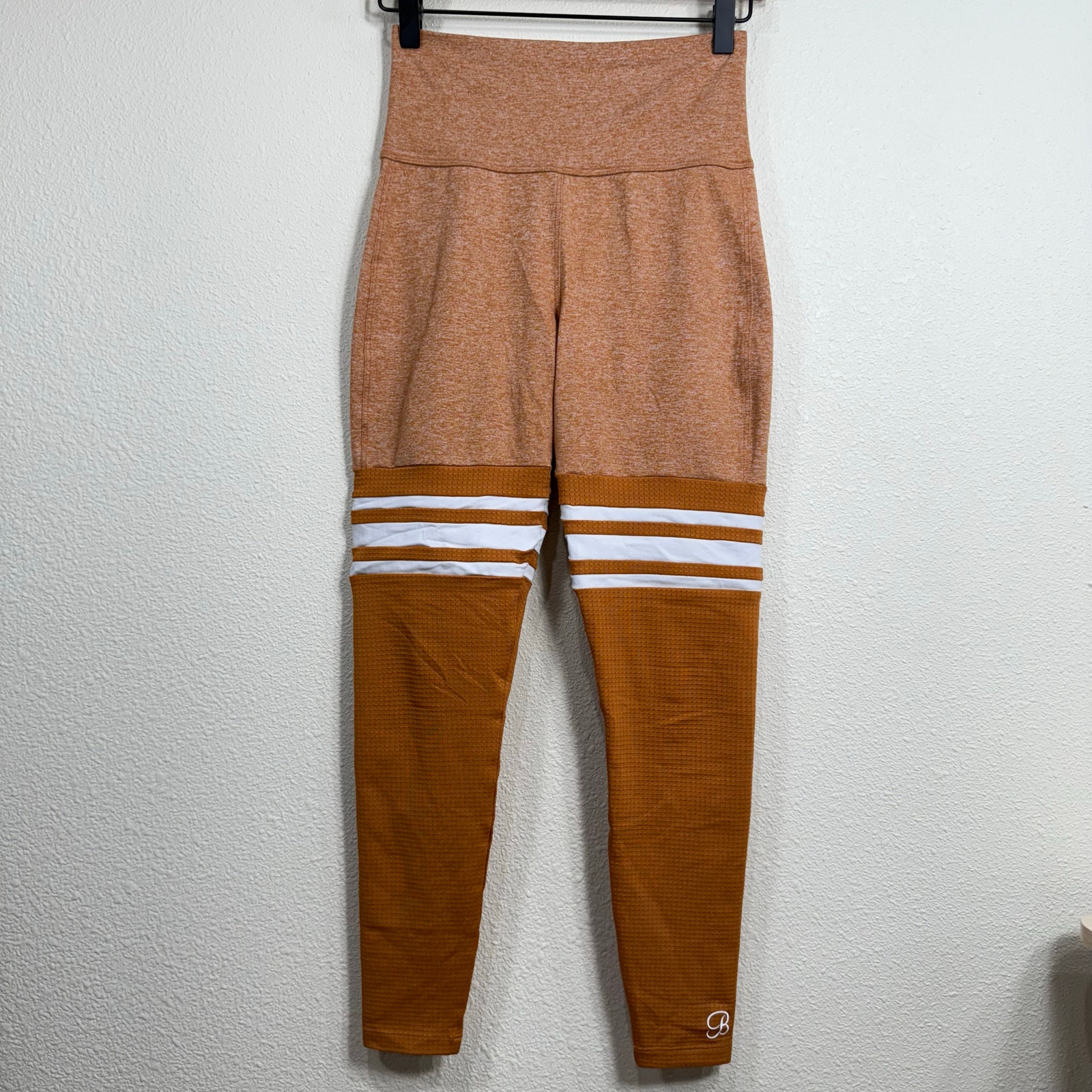 Bombshell Sportswear Heathered Yellow Orange Thigh High Athletic Leggings M