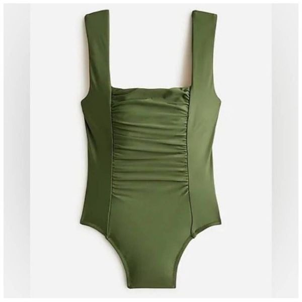 J. CREW RE-IMAGINED Ruched Square Neck One Piece Swimsuit