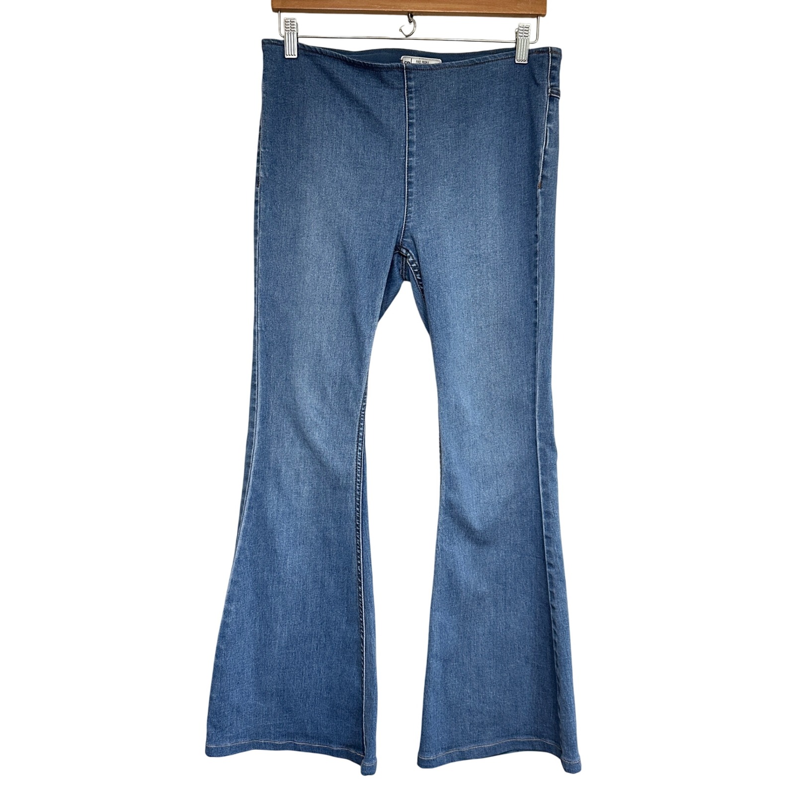 Free People Flare Leg Jeans Womens 29 Blue Denim Pull On Stretch Boho Festival