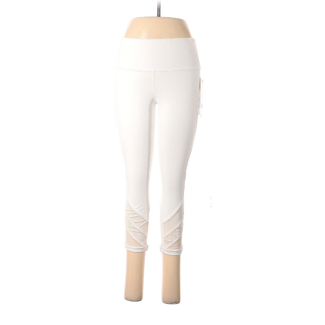 LULULEMON ATHLETICA Solid White Wunder Under HR Crop 21 Lace Leggings - US 6