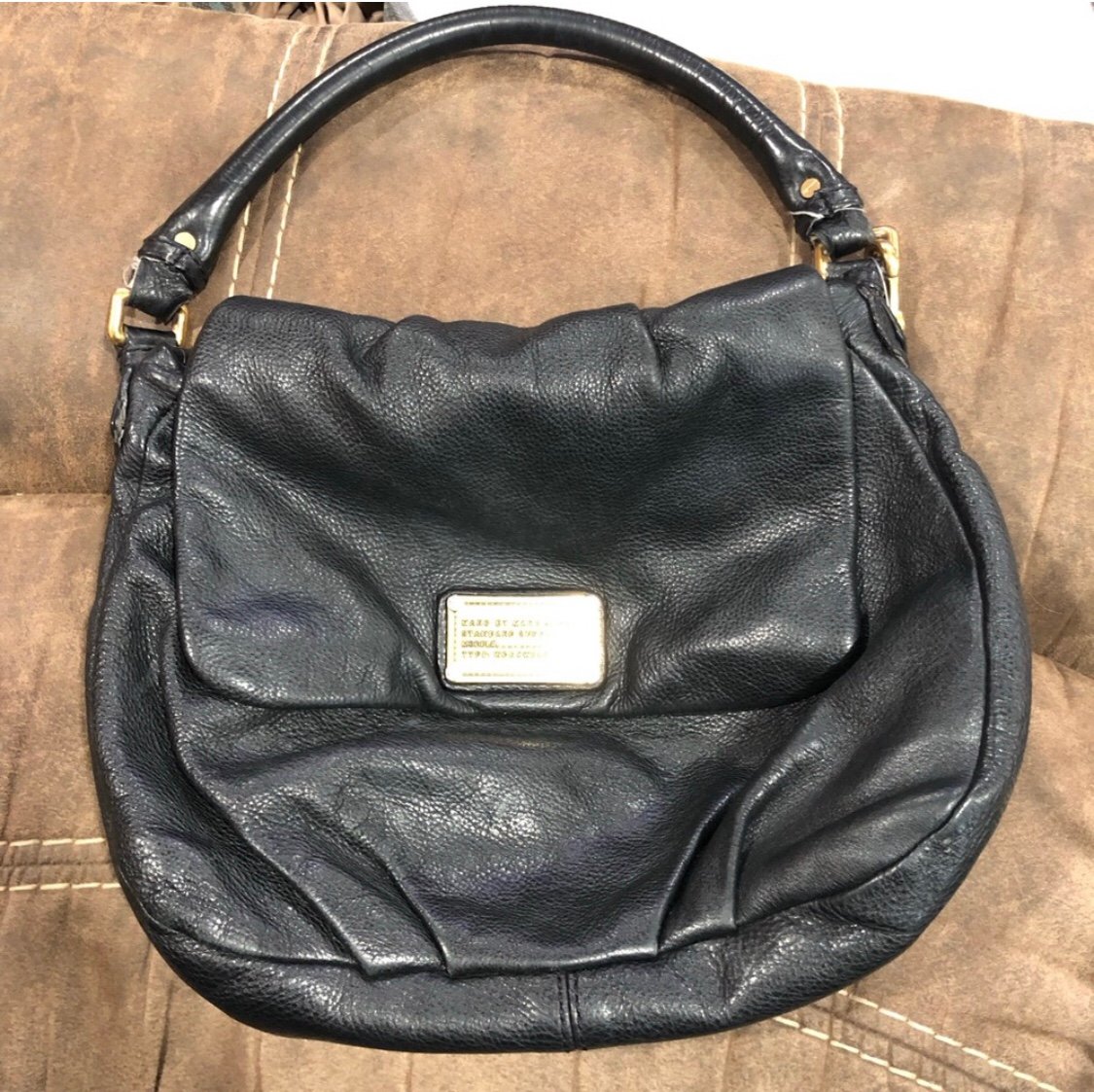 Marc Jacobs leather black purse /hand bag with gold metal