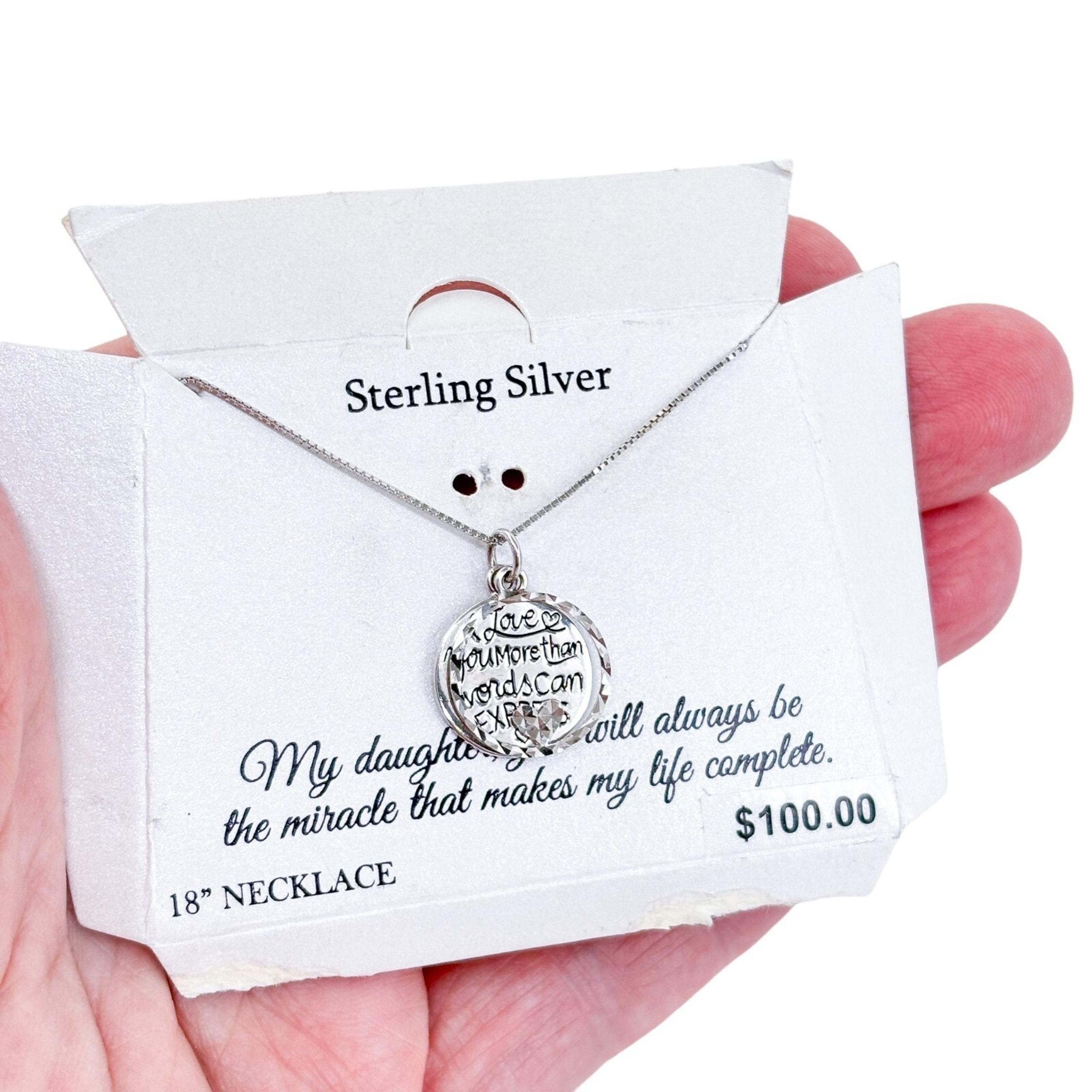 New Sterling Silver 925 "Love You More Than Words" Pendant Necklace 18"