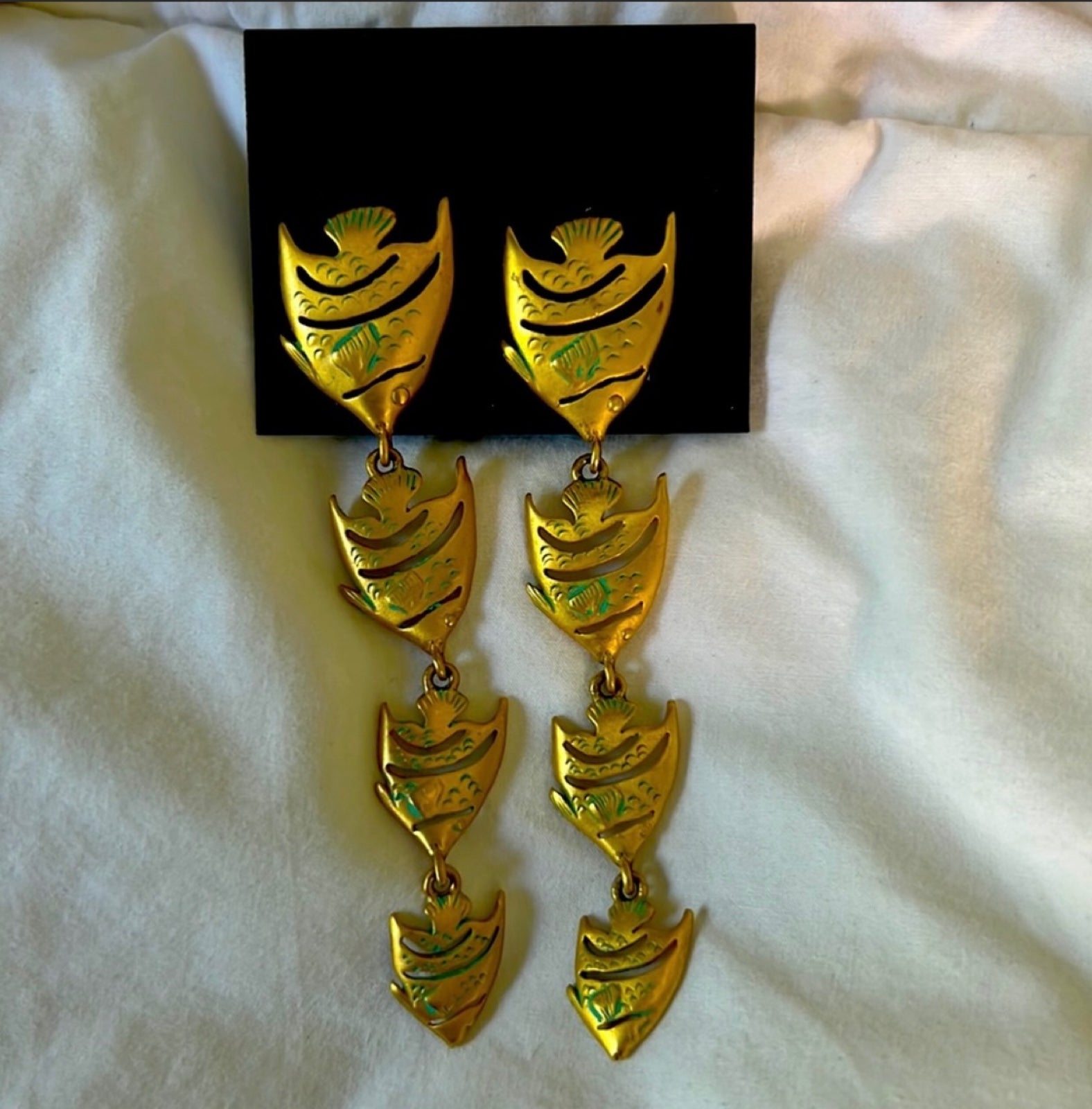 Rare Givenchy Fish/Koi dangle clip on earrings