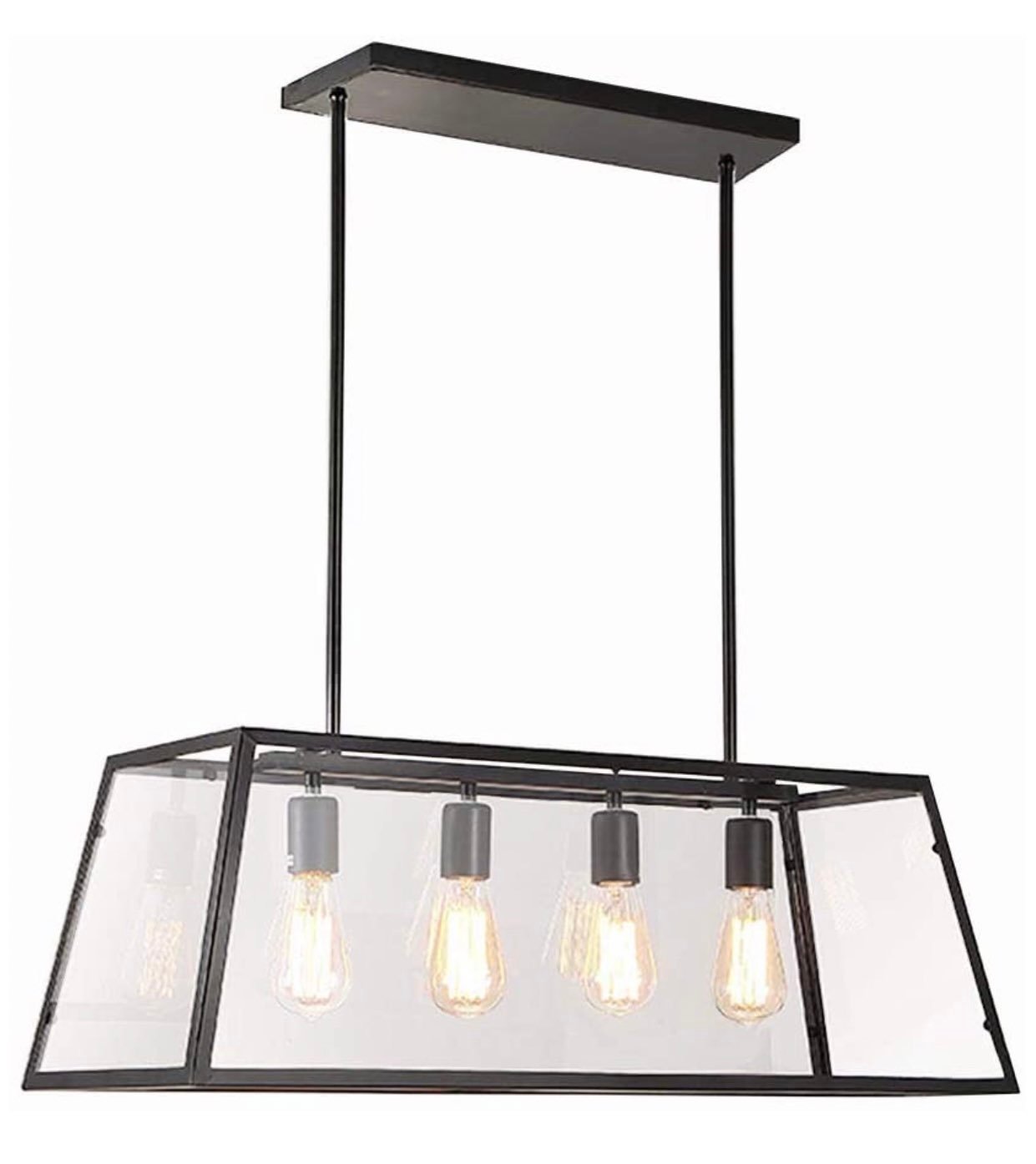 Rustic Black 4-Light Caged Pendant Light Chandelier Lighting