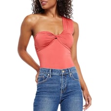Body Contour Compression Silky One Shoulder Thong Bodysuit With Removable Cups