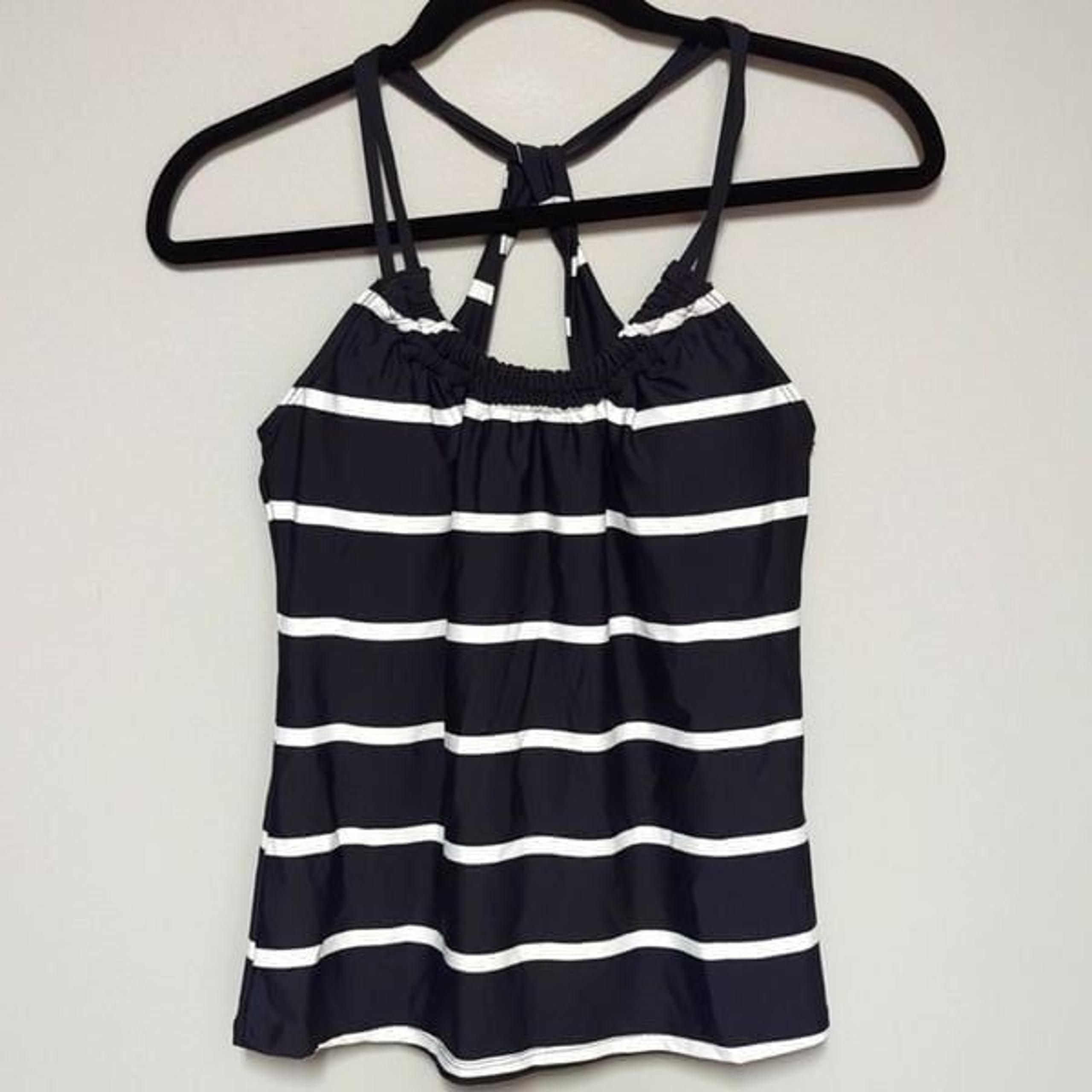NWOT Next Black and White Striped Tankini Swim Top