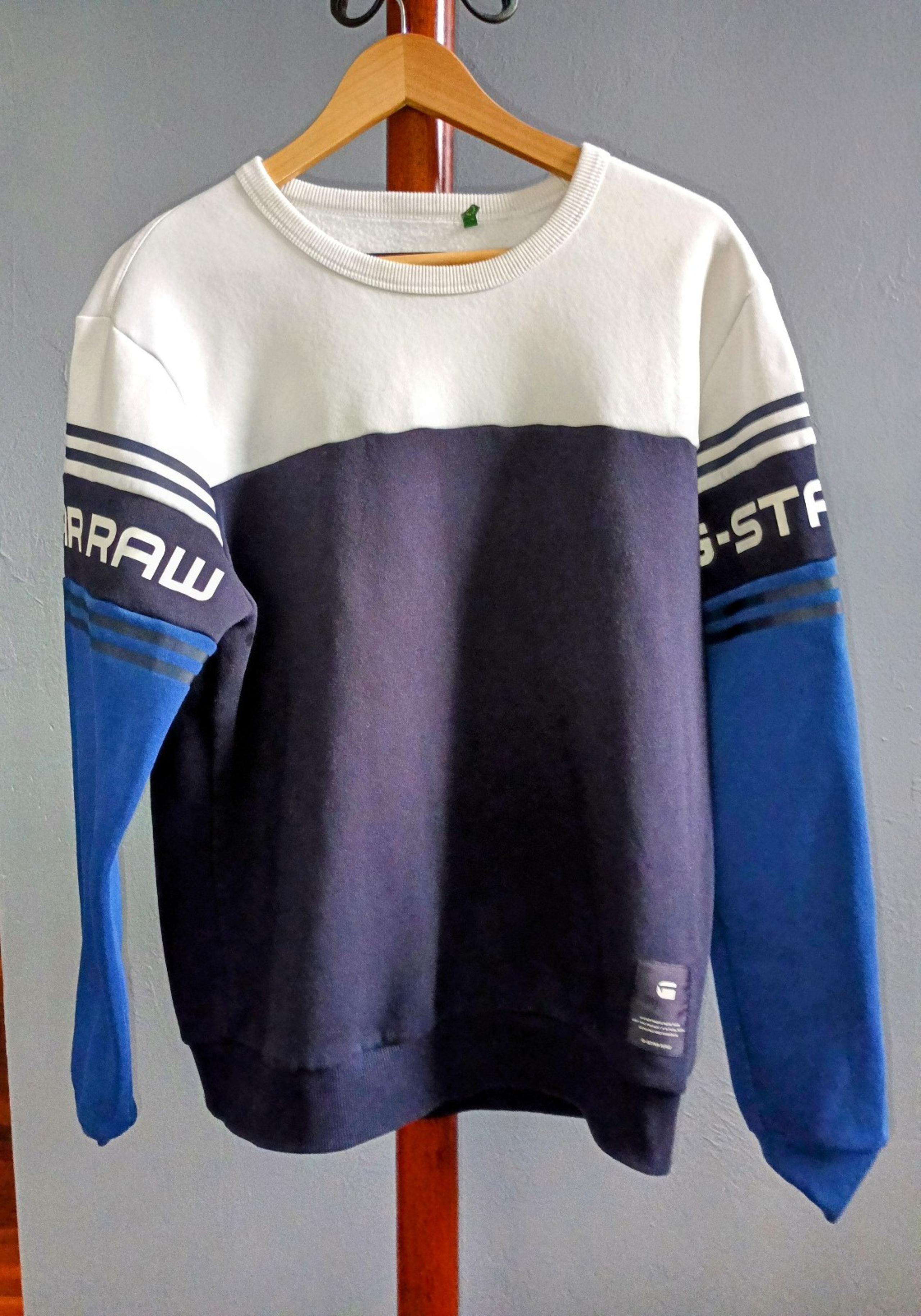 G Star Raw Sweatshirt Men’s Size L Blue and White Crewneck Sweater