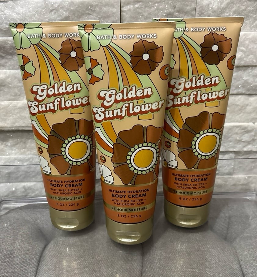 Bath & Body Works Golden Sunflower Body Cream X3 Bundle