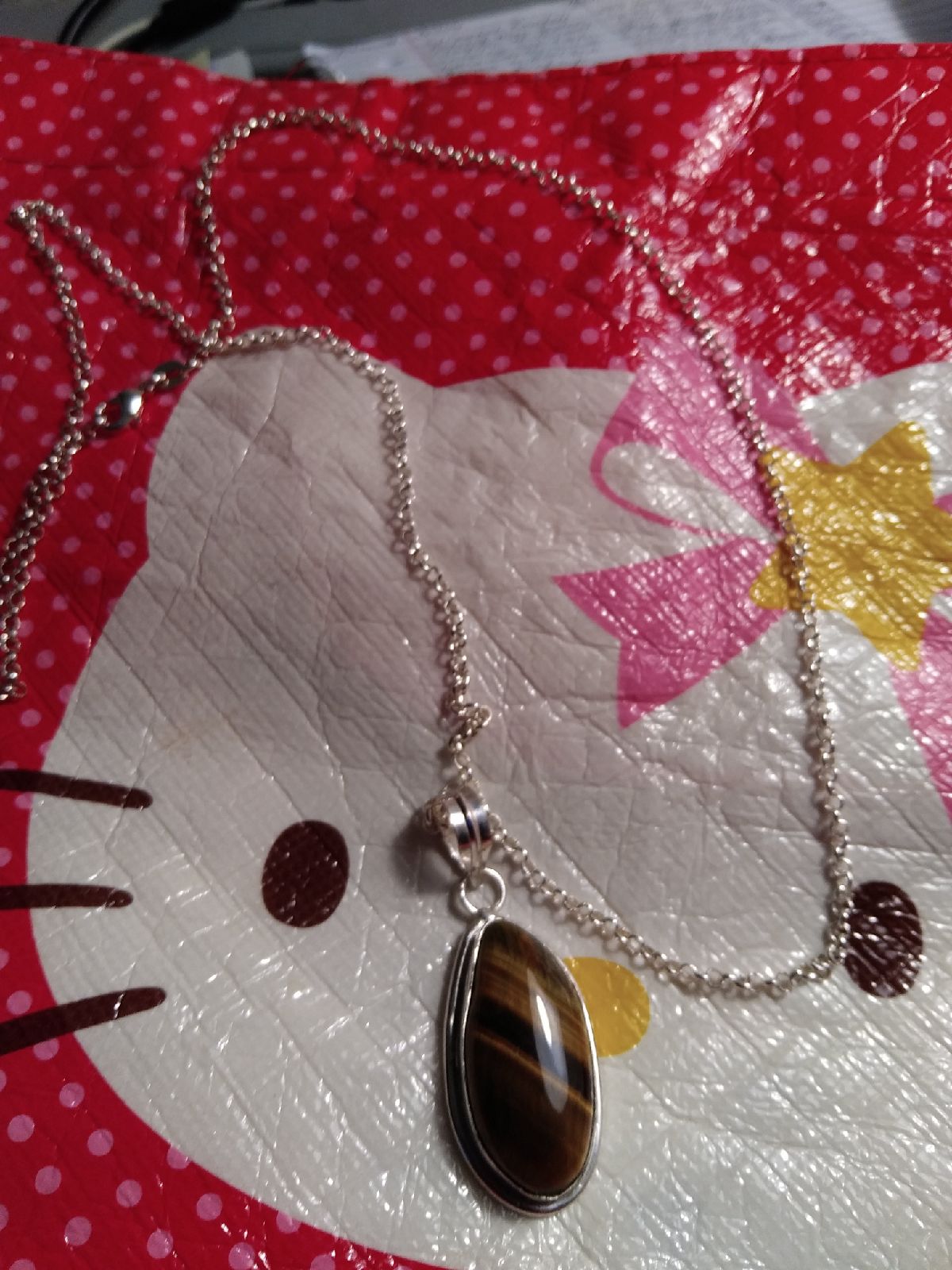 Precious Gemstone necklace Sterling silver 24in. long necklace