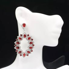 StSilver925 Blood Red Ruby & CZ Earrings