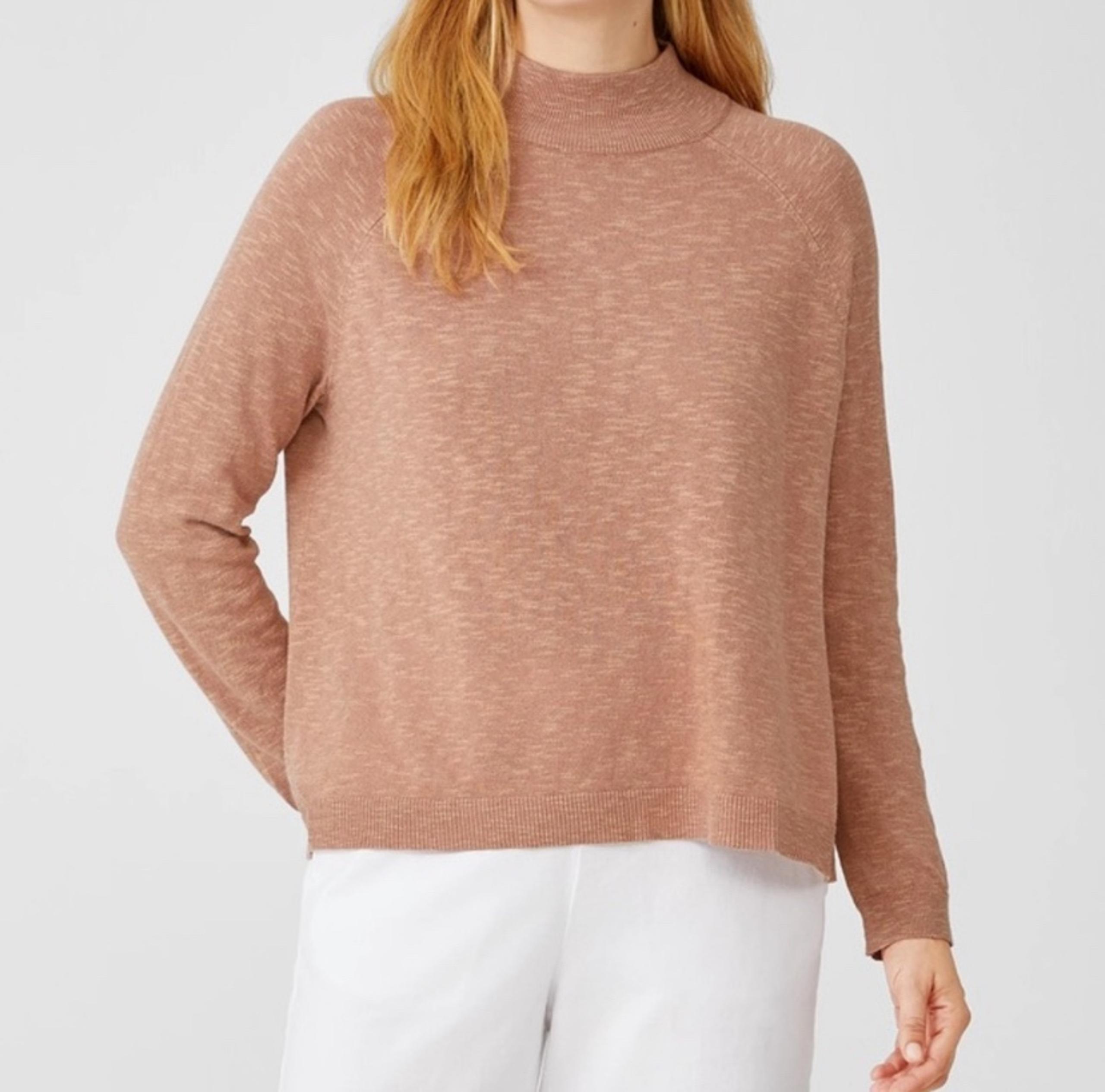 Eileen Fisher Funnel Neck Linen Cotton Top