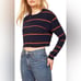 Reformation Women’s Chloe Striped Crop Long Sleeve in Navy/Red/Yellow Size L