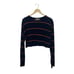 Reformation Women’s Chloe Striped Crop Long Sleeve in Navy/Red/Yellow Size L