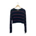 Reformation Women’s Chloe Striped Crop Long Sleeve in Navy/Red/Yellow Size L