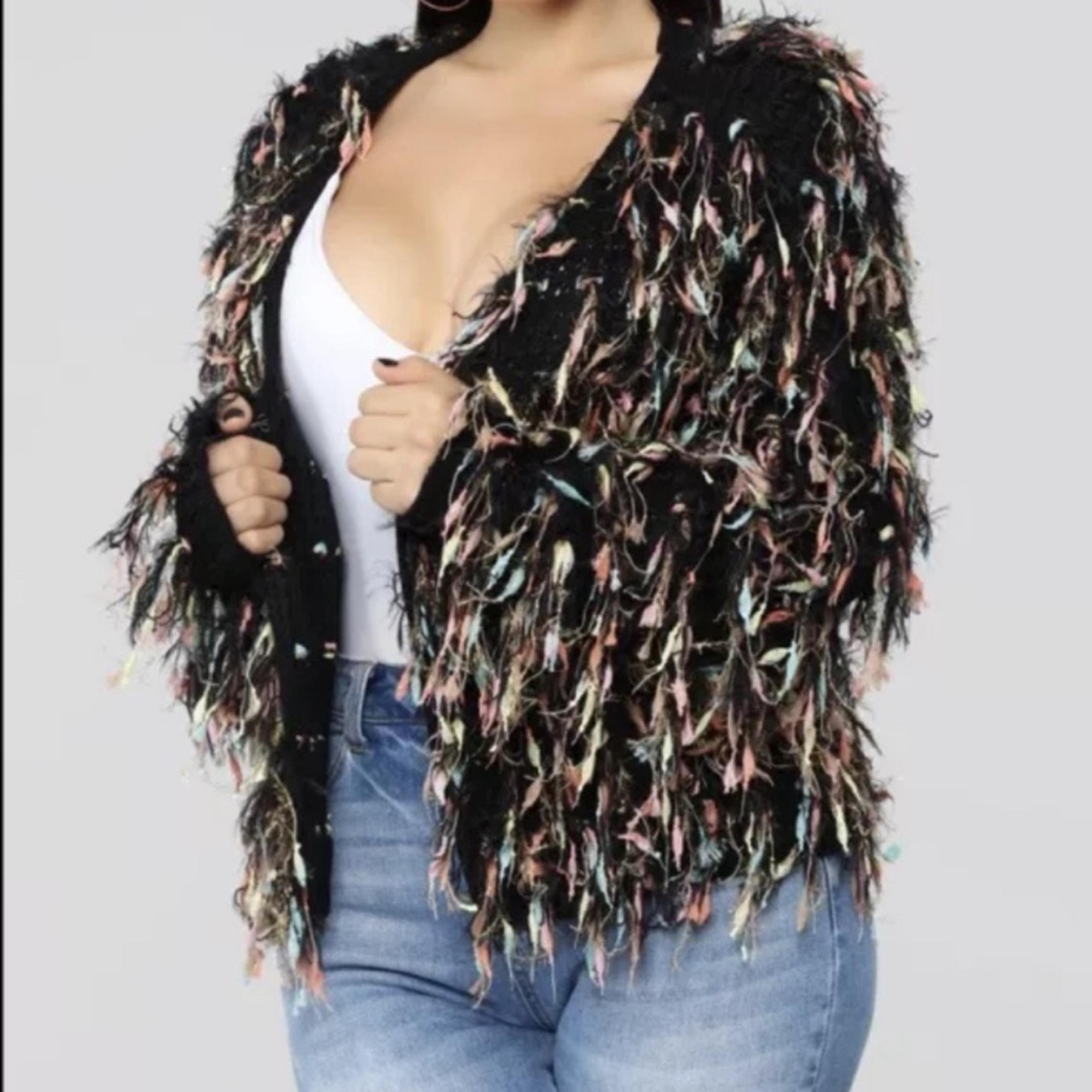 Fashion Nova Sprinkles Cardigan large boho multicolor sweater fall festival rave