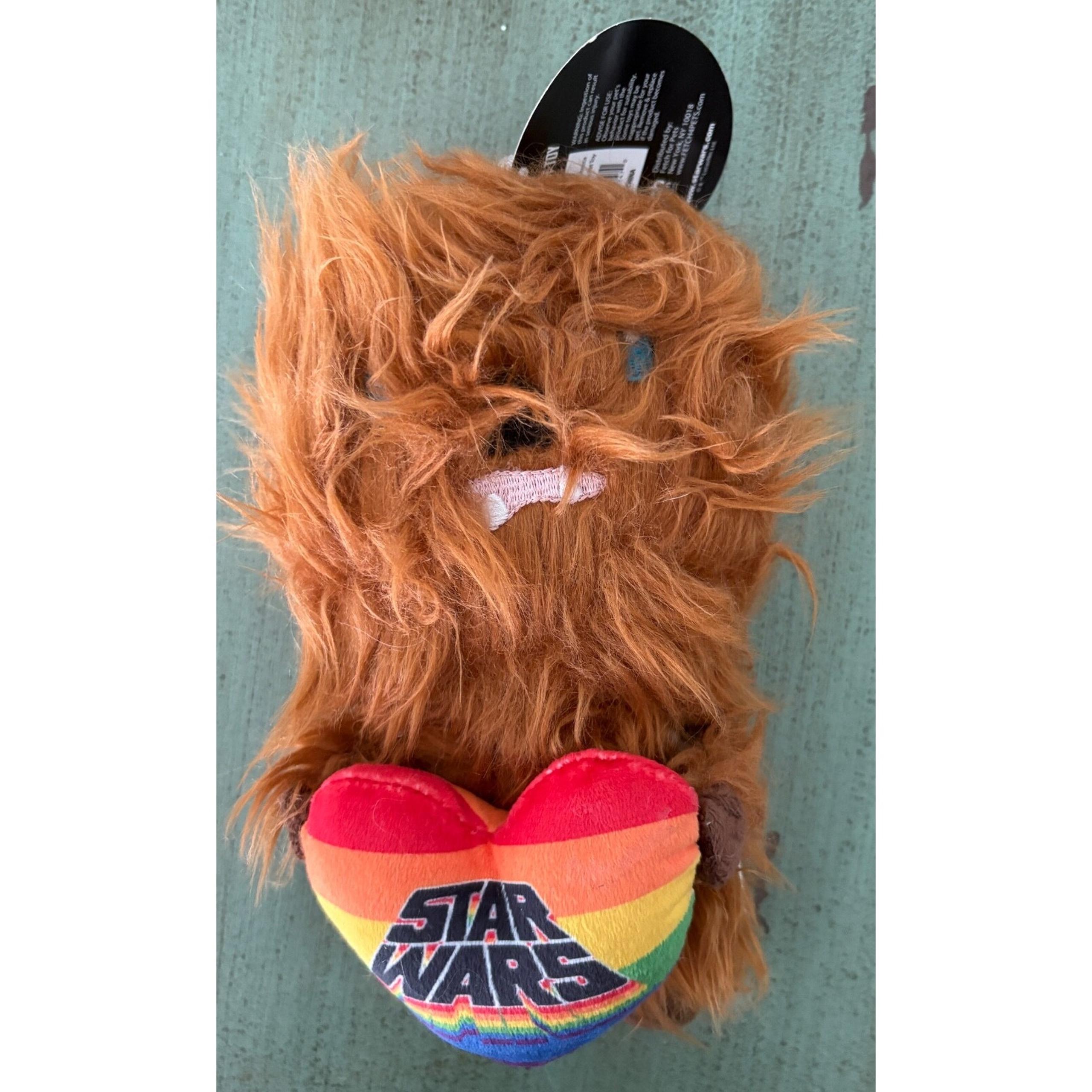 New Disney STAR WARS for Pets Chewbacca Dog Toy, Flattie Toy Rainbow