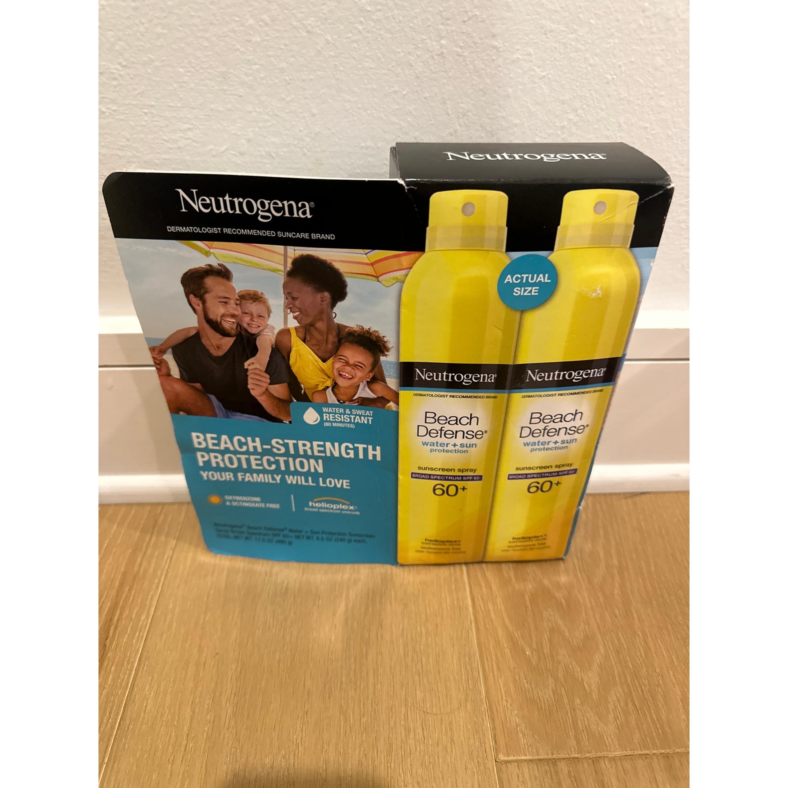 Neutrogena Beach Defense Water+Sunscreen Spray, SPF 60+,17.0 oz/480 g, Pack Of 2