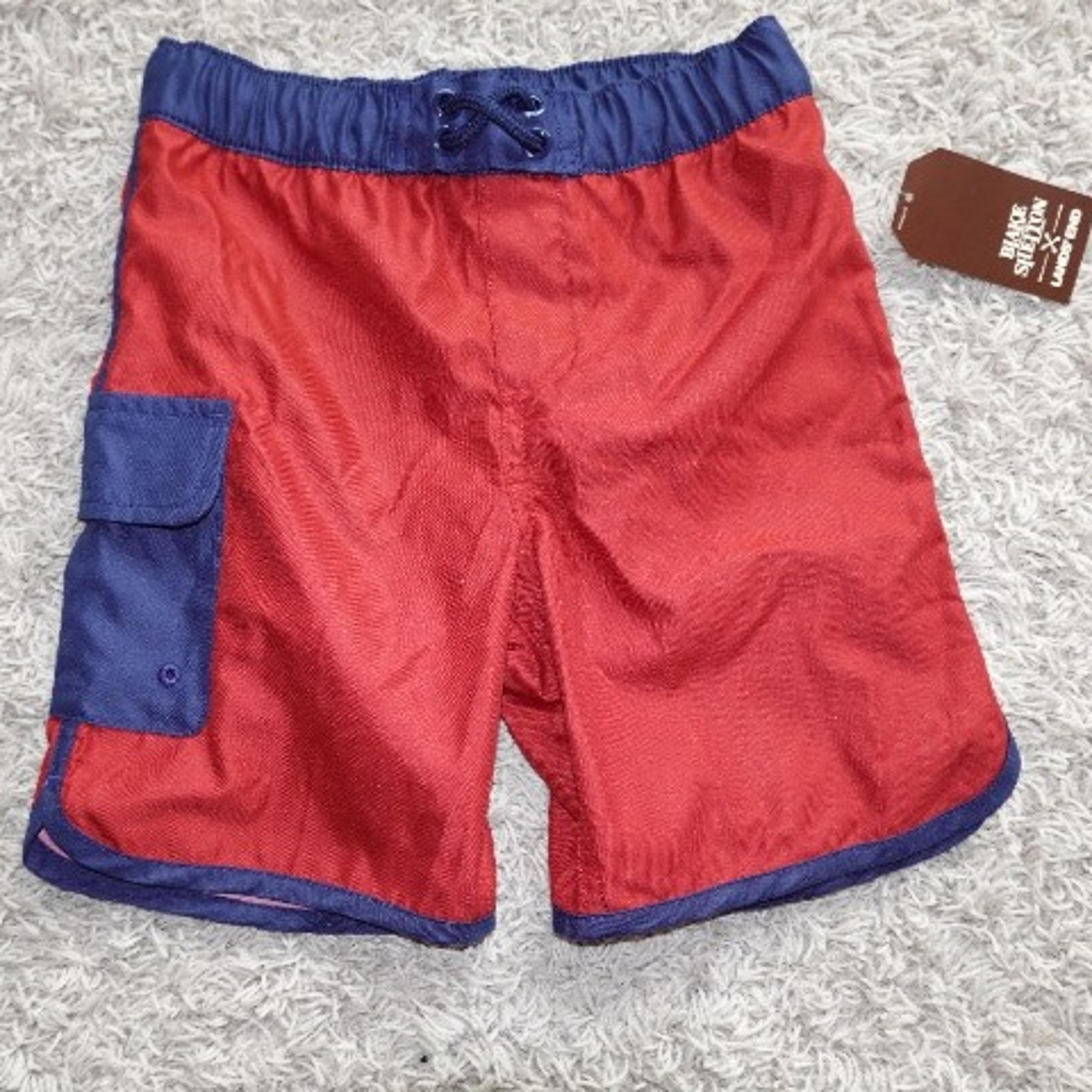Boys Size XS 4-5 Blake Shelton x Lands' End Boys Red Cargo Swim Trunk, NWT