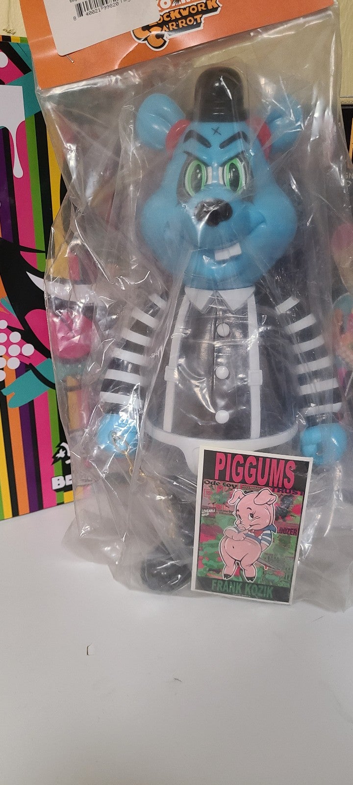 Frank Kozik sealed BlackBook Toys Clockwork Carrot Dim Heavy Stripes Blue LE 50
