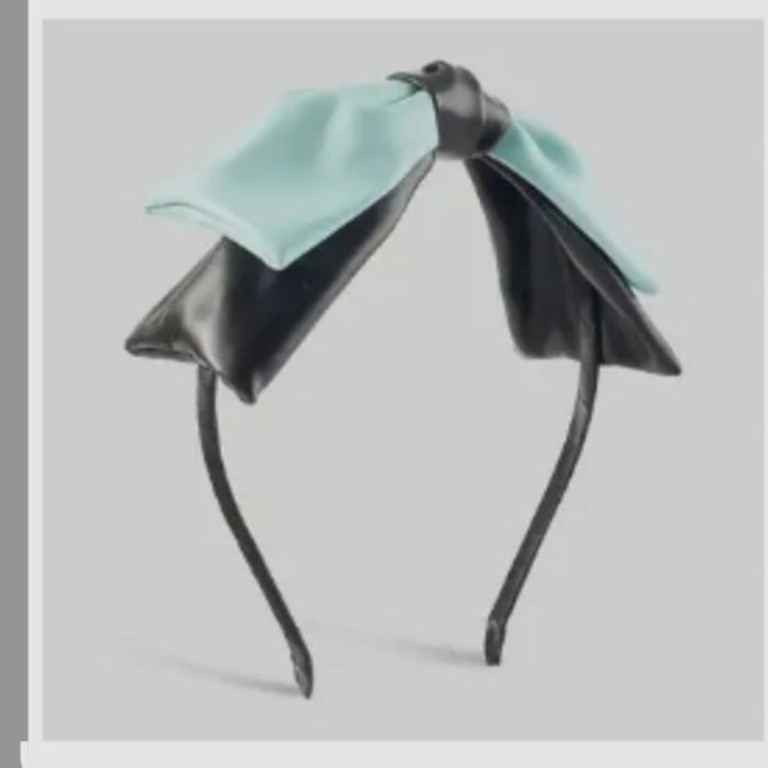 Boutique Princess Vegan Leather Green Black Big Bow Headband ~ Preppy Cosplay