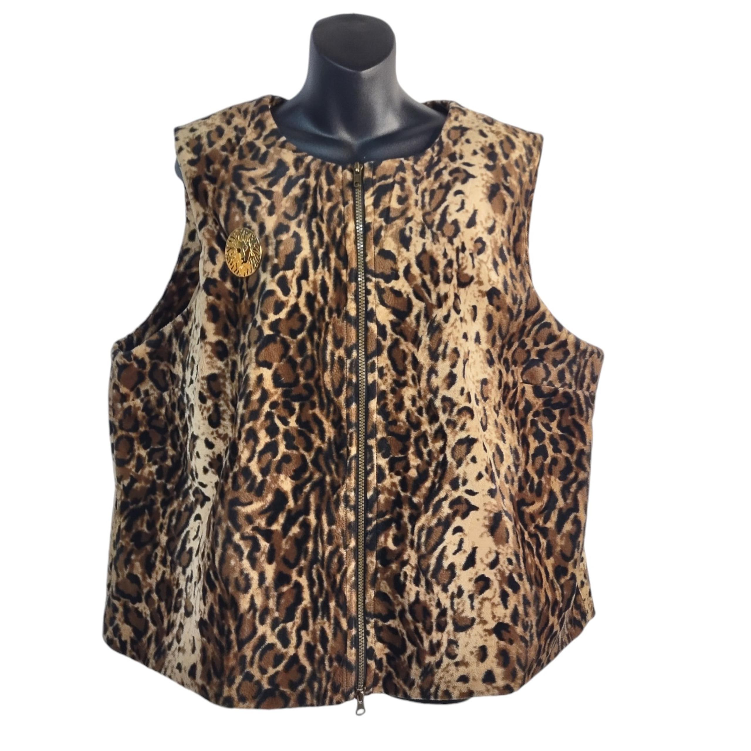 Vintage Jordan Women's Leopard Print Faux Fur Vest Size 1X