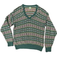 Vintage Jantzen Ski Lodge Wool Sweater V Neck Mens XL Xmas Snowflake Dad Grandpa