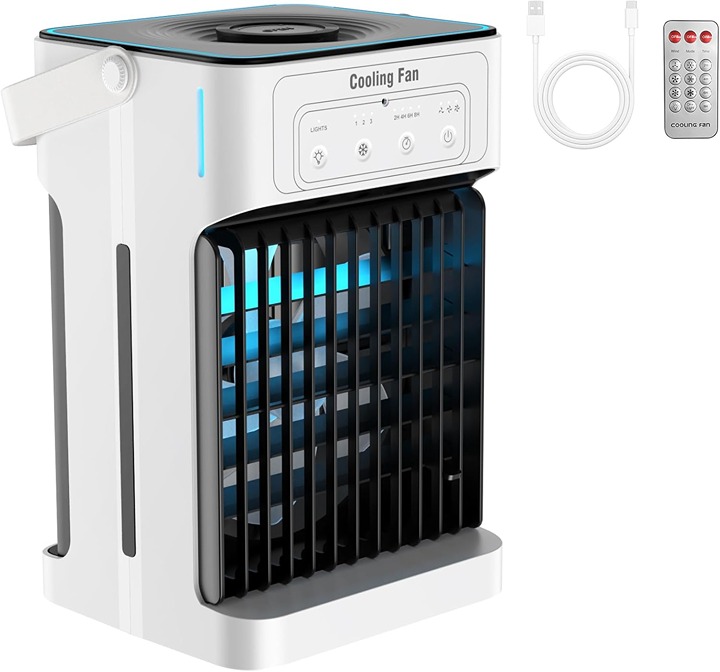 Ahlsen Portable Air Conditioner, Personal Portable Air Cooler, 900ml Quiet Mobile Air Conditioners, Mini Air Conditioner, 90° Oscillation, 3 Speeds, Fan, Air Purifier, Home, Office