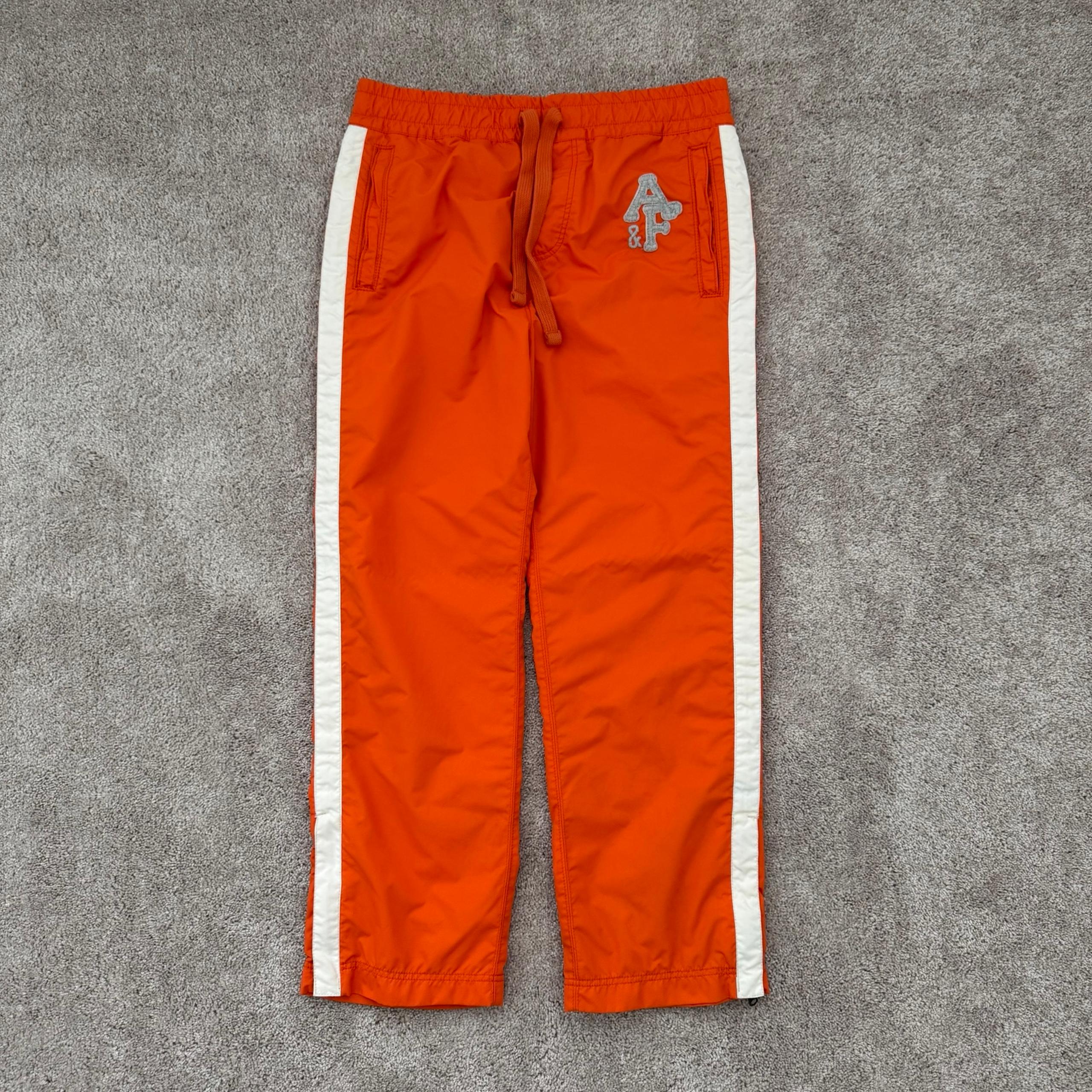Abercrombie & Fitch Pants Men Sz Medium Orange Striped Track Wind Zip