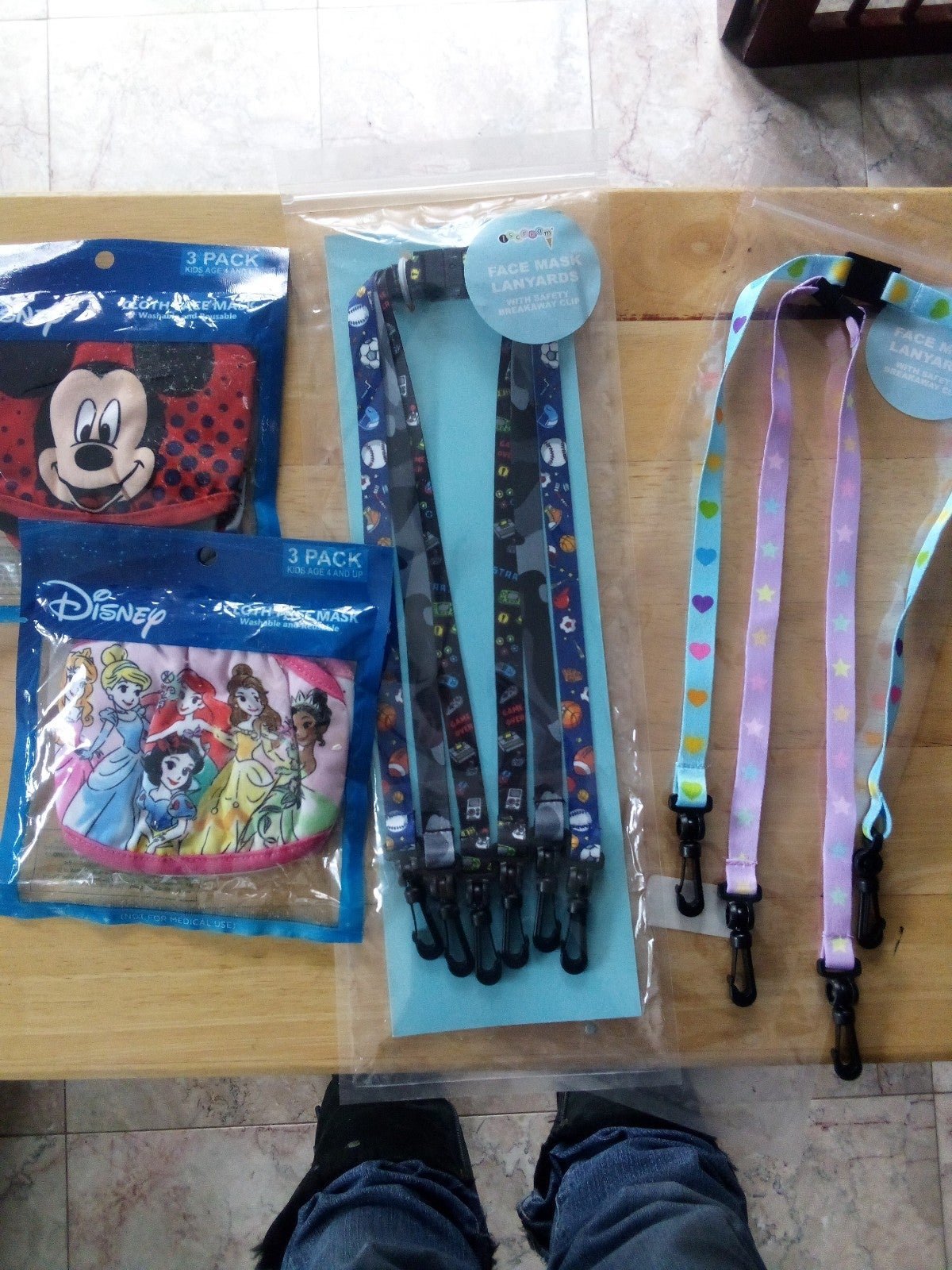 Disney facemasks packs w/ lanyards lot bundle