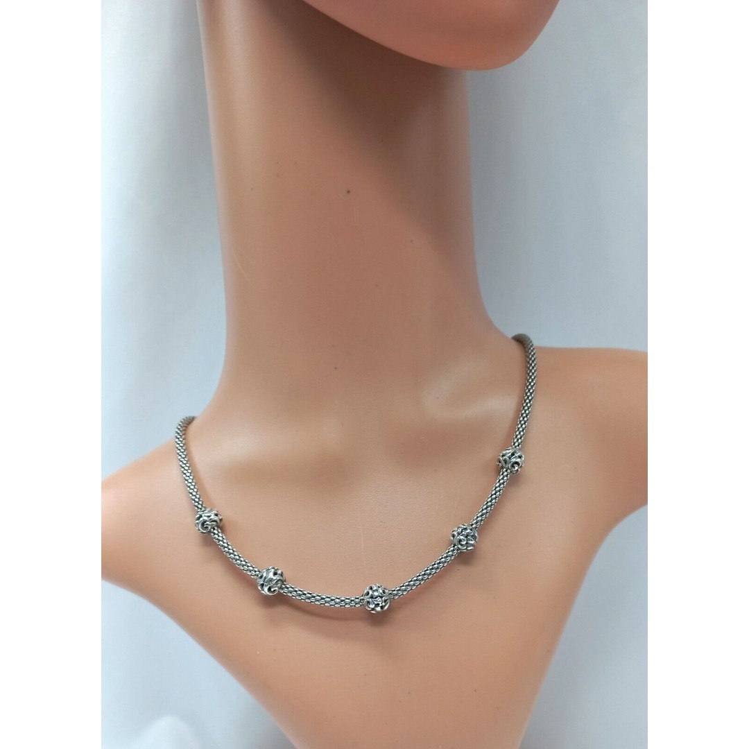Charles Krypell 18 Sterling Silver 5 Station Necklace
