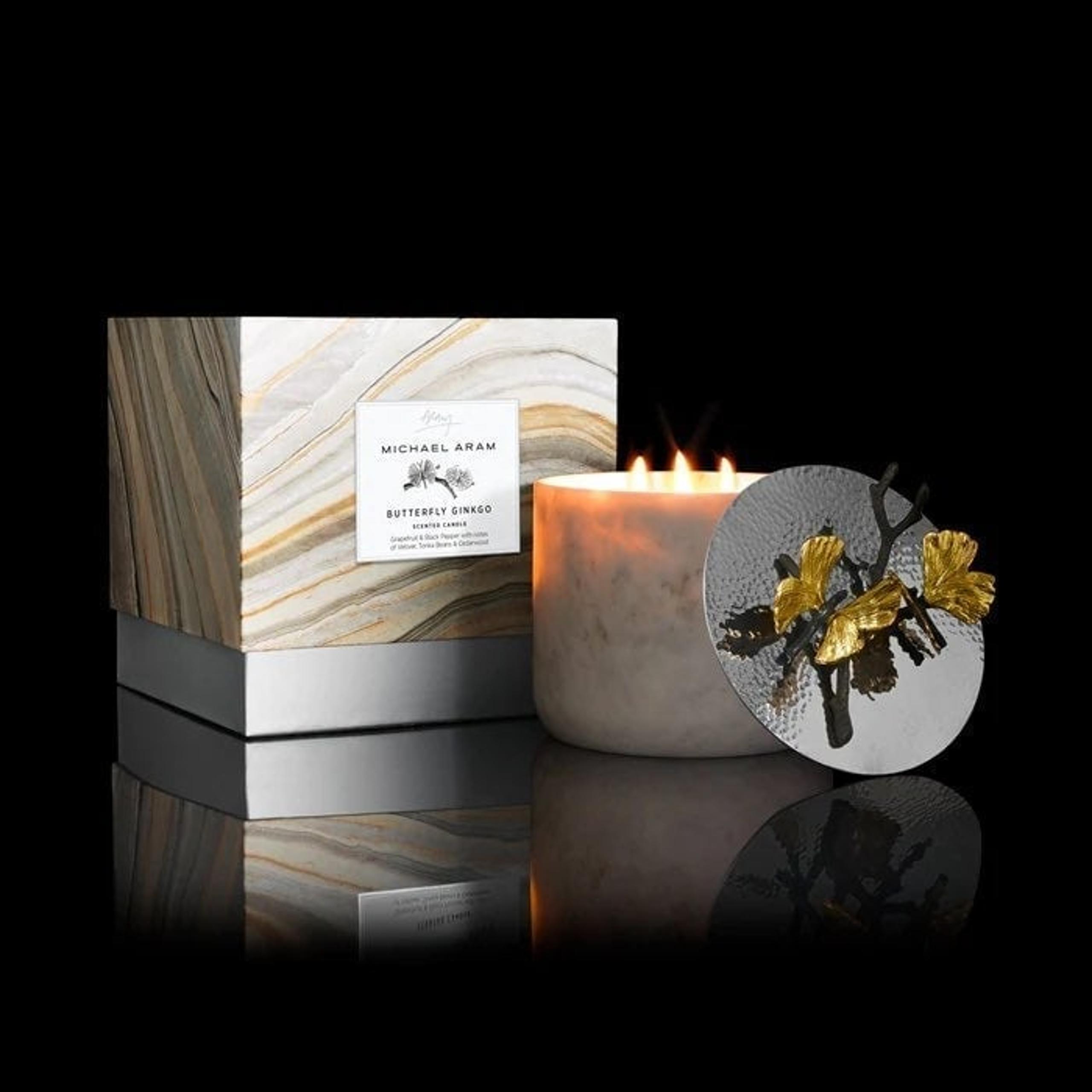 Michael Aram Butterfly Ginkgo Marble Candle small