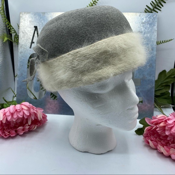 Styled By Coralie Grey White Wool Vintage Hat